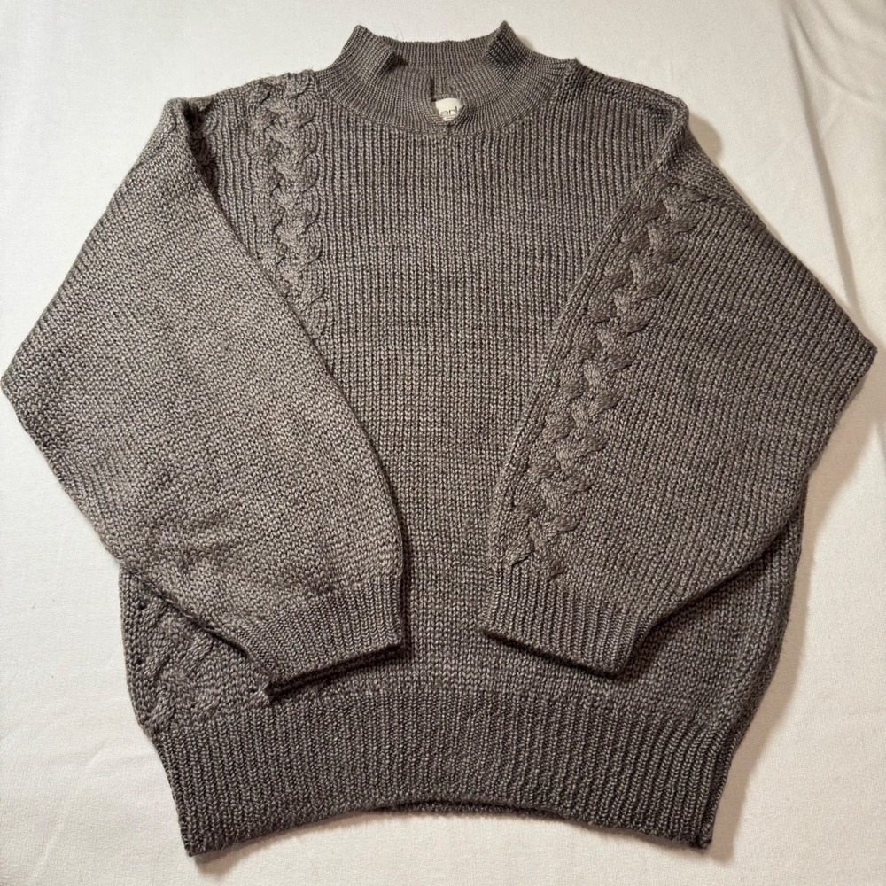 Vtg 80s/90s Garland‎ Women's Cable Knit Mock Neck Sweater Made in USA Winter